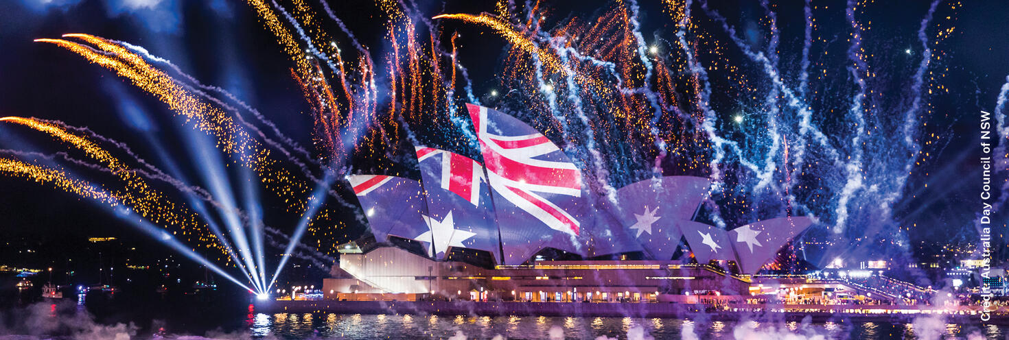 Sydney Opera House with fireworks