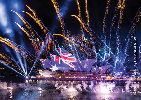 Sydney Opera house with fireworks